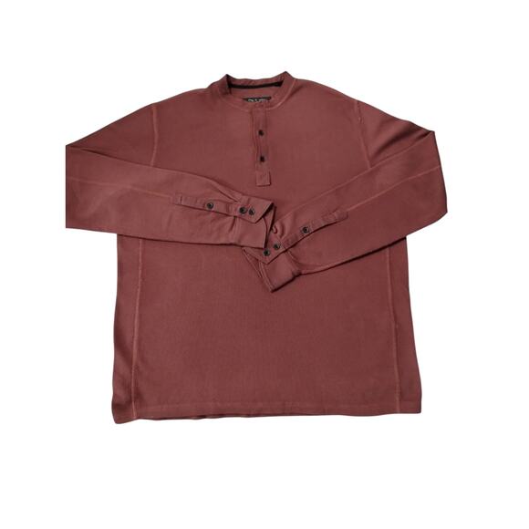 Rag & Bone Mens Size Large Waffle knit Henley Grungecore Distressed Shirt Preppy